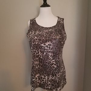 Charter Club Gray Leopard Blouse XL